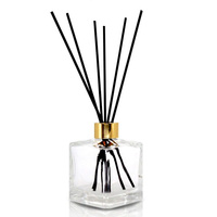 Nouveau flacon d'aromathérapie de 30ml 50ml 100ml 130ml 200ml bouteille en verre diffuseur de roseau transparent de forme carrée avec bouchon
