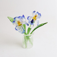 Mini Ornement Floral en Verre Artificiel pour la Décoration Intérieure, Artisanat, Ornement de Bureau, Texture Réaliste, Cadeaux de Mobilier