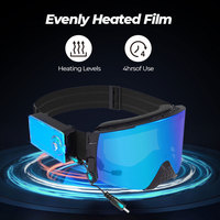 Lunettes de sport HUBO, masque de ski chauffant en bleu magnétique, orange et argent pour le snowboard et la raquette à neige