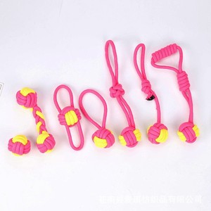 Cotton Rope Pet Toy Ball Set Woven Teeth Cleaning Durable Dog Chew Toys Red And Yellow 7 Piece Set - Product Image 2