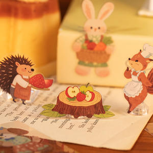 2 feuilles/paquet d'autocollants PET, histoires d'amis de la forêt, illustrations amusantes d'animaux de la forêt, bricolage, création de scènes, scrapbooking, collage - Product Image 3