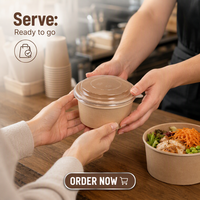 Bols en papier ronds jetables de qualité alimentaire avec couvercles en PET, contenants personnalisés en kraft écologiques pour soupes et salades à emporter, pour la restauration