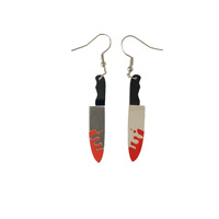 Personnalité Acrylique Halloween Poignard Sharp Cuisine Couteau Boucles D'oreilles Quirky Ghost Scream Boucle D'oreille Bijoux pour Étudiant