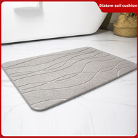 Tapis de bain moderne en diatomite rigide avec support en caoutchouc, fin, super absorbant, résistant aux taches, séchage instantané, antidérapant, à rayures, pour hôtel