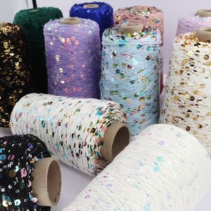 50 grammi, 3 <span class=keywords><strong>millimetri</strong></span>, filato di cotone puro con paillettes, tessuto a mano, 400 metri. Sono disponibili diversi colori per la selezione. - Product Image 2