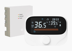 Système de maison intelligente Chaudière électrique HY02B05BW Modèle à <span class=keywords><strong>bouton</strong></span> Thermostat numérique intelligent Affichage LCD Surveillance de la température 24h/24 et 7j/7 Alimentation par batterie - Product Image 2