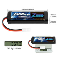 بطارية Zeee 6S 7.2V 3600mAh RC NiMH مع قابس تاميا لسيارات التحكم عن بعد والشاحنات التي تعمل بالتحكم عن بعد من ماركات Associated وHPI وLosi وKyosho وTamiya وهوايات أخرى