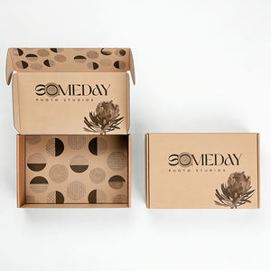 Custom Recycled 3-Layer Kraft Corrugated Mailer Boxes Spot UV Wholesale Low MOQ Collapsible <b>Packaging</b> for Clothing Footwear - Product Image 4