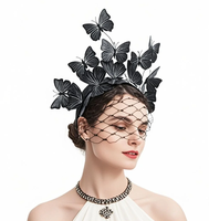 Vente en gros Coucoland Papillon Fascinator Chapeau Monarque Papillon Bandeau Couronne Tea Party Halloween Costume Casque pour Dames