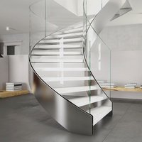 ACE Modern Villa Interior Acier Arc Marbre Marches Escaliers incurvés Design Intérieur Avec Garde-corps En Verre