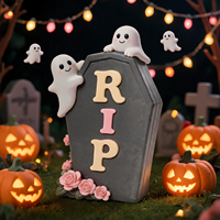 Squelette d'Halloween en résine dans un cercueil, décoration d'intérieur ange