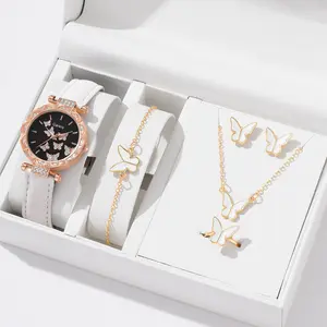Hot Selling Set Luxe Horloge Dames Casual Dames Horloges Armband Klok Vrouwen Ring Ketting Oorbellen Strass Polshorloge