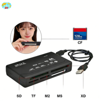Lector de Tarjetas SD Tf USB 2.0 de Alta Velocidad, Lector de Tarjetas Multifunción MS M2 XD CF, Apto para Teléfonos Móviles, Computadoras y Portátiles