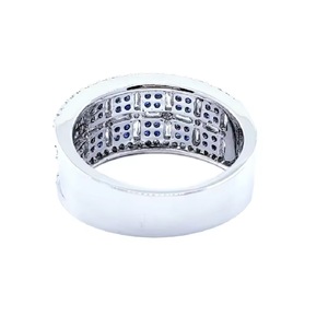 Expédition Rapide Bijoux Fins Noël Haute Qualité Or Blanc Massif 18 carats Saphir en Grappe Pierre Précieuse Hyperbole Unisexe Anniversaire Mariage - Product Image 3
