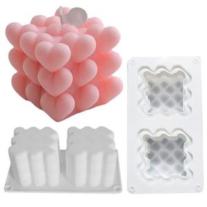 Moule en silicone en forme de cube à bulles, motif cœur, pour savon artisanal et bougies faites à la main, vente en gros - Product Image 6