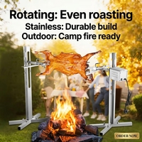 Barbecues d'extérieur en acier inoxydable avec rôtissoire pour porc et agneau entiers jusqu'à 60 kg, au gaz et au charbon de bois