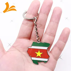 Manufacturer Custom Zinc Alloy Nickel Country Map Metal Keychain Hard Enamel Without Polished Custom Flag Key Chains