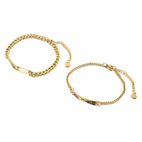 Bracelet de couple personnalisé en acier inoxydable plaqué or, motif géométrique tendance, pour anniversaire, idéal pour le dropshipping