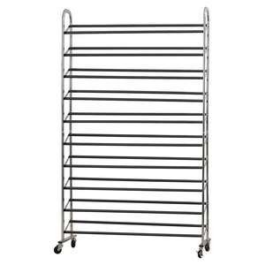 Customized 10-Tier Metal Home <strong>Shoe</strong> <strong>Rack</strong> with Movable <strong>Wheels</strong> Entryway Organizer and Display Stand - Product Image 2