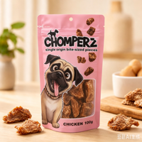 Sachets Doypack personnalisés en plastique imprimé avec fenêtre transparente mate pour l'emballage d'aliments lyophilisés pour chats et chiens