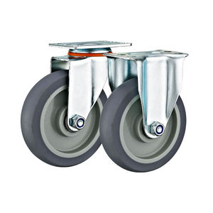 Ruote Girevoli con Freno a Media Portata da 3, 4, 5 Pollici, Telaio Zincato con Ruota Silenziosa in Gomma Termoplastica TPR Grigia - Product Image 4
