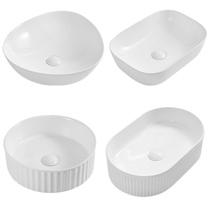 Sang trọng vuông hình chữ nhật màu trắng sứ phòng tắm gốm Vanity tàu chìm trên truy cập nghệ thuật rửa lưu vực với thiết kế hiện đại - Product Image 1