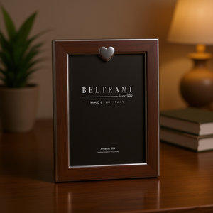 Cadre photo Beltrami plaqué argent, structure en bois rectangulaire, fabriqué en Italie, Argento 999 - Product Image 3