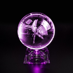 Boule de cristal en verre transparent K9 de 80 mm sur mesure en gros avec logo gravé au laser 3D, support lumineux LED, artisanat en cristal - Product Image 1