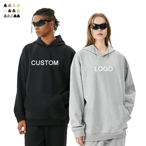 Sweat à capuche unisexe personnalisé avec logo du fabricant, épais, de haute qualité, en coton bouclette, coupe oversize, épaules tombantes, pour homme - Product Image 1