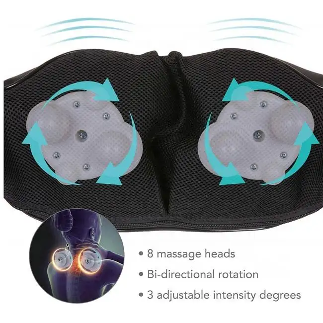 Masajeador de cuello eléctrico con control remoto inalámbrico de punto de presión dual de 6 ruedas con calor, masajeador de cuello eléctrico inteligente