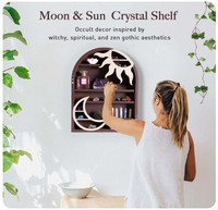 Meilleures ventes : Présentoir en bois en forme de croissant de lune pour cristaux et pierres, à fixation murale ou sur table