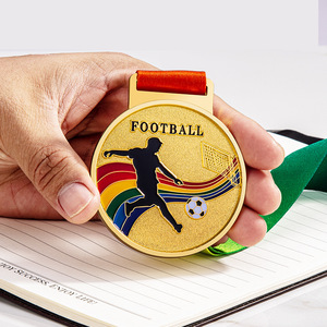 Medallas de Fútbol Personalizadas con Diseño de Cinta, Medallas Deportivas de Aleación de Zinc Chapadas en Oro - Product Image 4