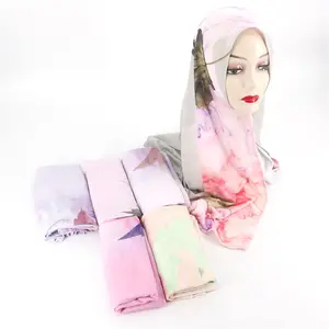 Lenço liso de algodão hijab estampado, lenço liso e sólido, mais novo design árabe, cor lisa, 2021