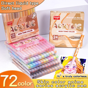 Nueva llegada 72 tonos de piel colores Punta de pincel pintura acrílica rotuladores <span class=keywords><strong>para</strong></span> pintura de roca, cerámica - Product Image 1