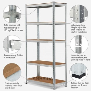 Estante de remache de acero de ángulo ranurado de 5 niveles estante de almacenamiento de hierro unidades de estantería estante de acero estantes de almacén de metal ranurados - Product Image 1