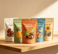 Sachet refermable personnalisé en Mylar blanc mat avec fermeture éclair, qualité alimentaire, pour noix et fruits secs