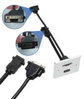 Plaque murale double pôle en alliage d'aluminium VGA argenté type 86 pour interrupteur réseau 10A Max. Support de tension électrique