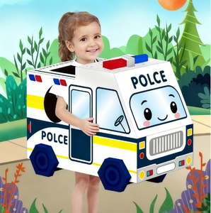 Costume de voiture de police portable pour enfants, jouet de jeu de rôle en carton à faire soi-même - Product Image 1