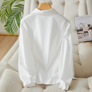 Factory Direct Sales White Shirt Women's Long Sleeve Design Top 2026 Spring and Autumn New Double Side Pocket Women's Shirt - Product Image 2