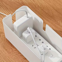 Boîte de rangement de câbles de bureau avec couvercle en bois, organisateur de câbles d'alimentation et de chargeurs, boîte de gestion des câbles avec couvercle en bois