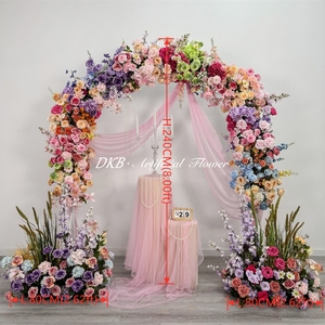 Arco de flores artificiales rosa y amarillo de DKB a bajo precio al por mayor, arco de flores para bodas, fondo para escenarios de fiestas - Product Image 2