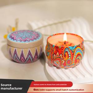 Boîte cadeau de bougie d'aromathérapie en fer <span class=keywords><strong>Huile</strong></span> <span class=keywords><strong>essentielle</strong></span> Encens Aide au sommeil Vente en gros Pot de parfum en cire de soja pour chambre Décoration de Noël - Product Image 4