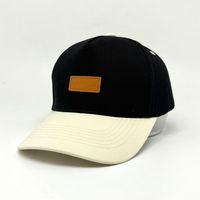 Gorra de camionero PAN DU personalizada con parche de cuero grabado, bicolor, 100% algodón twill, sin estructura, estilo Dad Hat, gorra de béisbol ajustable