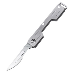 Cuchillo Plegable Multiusos de Acero Inoxidable Gris de 140 mm, Herramienta de Corte Compacta y Portátil - Product Image 3
