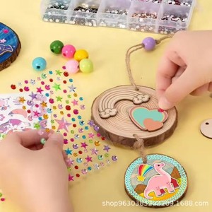 Wooden Round Wood Chips Christmas Craft Supplies Natural Color Handmade <b>DIY</b> Art <b>Kit</b> For Kids And Adults - Product Image 3