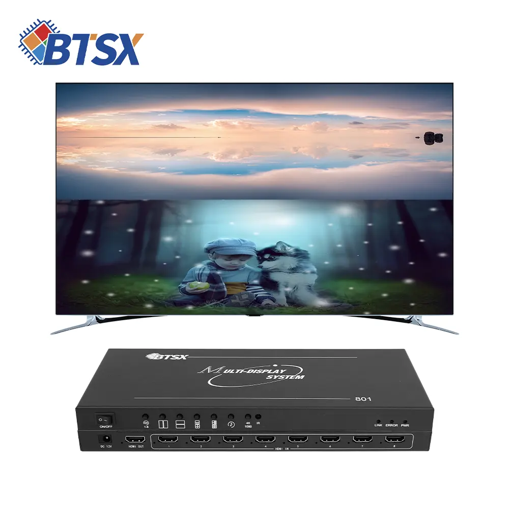 뜨거운 판매 지원 8 입력 1 아웃 분할 화면 프로세서 4K TV 1x4 2x2 2X3 HDMI 비디오 월 컨트롤러