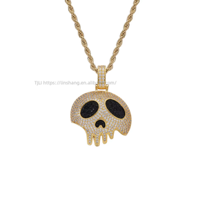 Devil hip hop pendant, <b>copper</b> inlaid zircon necklace, personality wacky Christmas gift, pendant <b>chain</b>. - Product Image 1