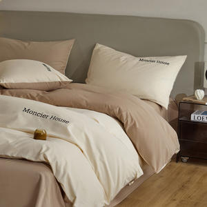 <span class=keywords><strong>Autunno</strong></span> inverno Anti-polvere acaro 300TC stile europeo-americano in tinta unita ricamato copriquilino Set lenzuola - Product Image 6