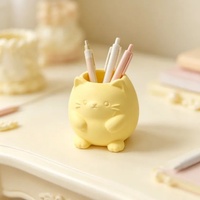 Porte-stylo en forme de chat mignon, boîte de rangement de bureau, organisateur de bureau décoratif imprimé en 3D, joli conteneur de papeterie en forme de chat pour la maison