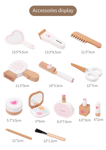 COMMIKI ensemble de maquillage d'habillage et de coiffure pour enfants en bois sac de maquillage princesse rose pour filles jouets de jeu de rôle - Product Image 6